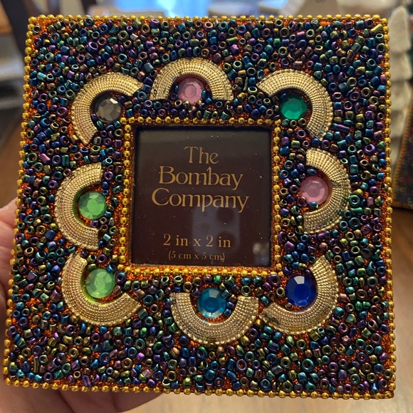 The Bombay Company  Set of 2 Harlequin Hand-Beaded 2 x 2 Picture Frames With Box - Picture 2 of 5